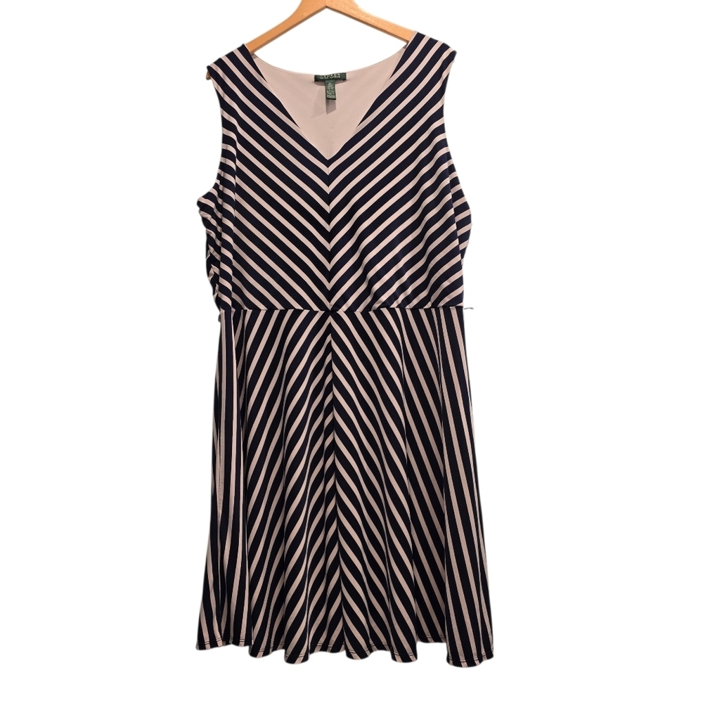 Lauren Ralph Lauren Navy Blue And White Stripe Dress Size 3X - Picture 2 of 12